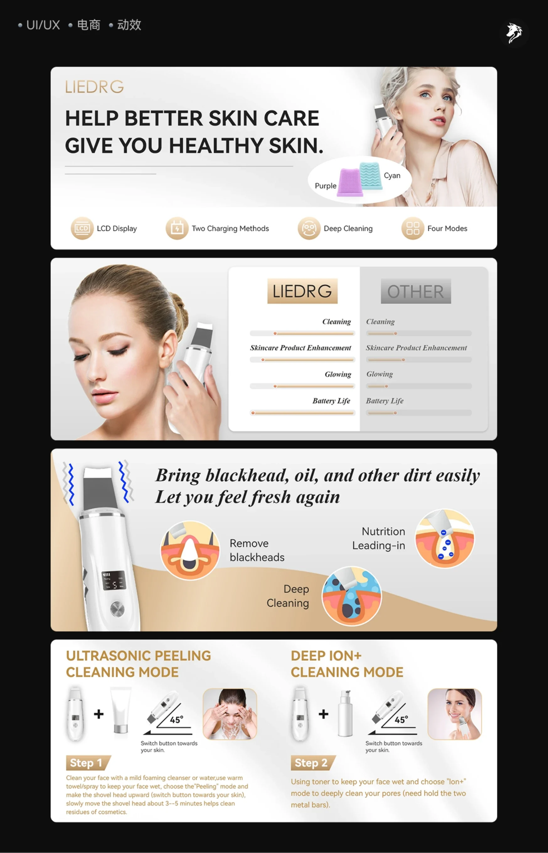 Skin spatula: comparison layouts and operating modes